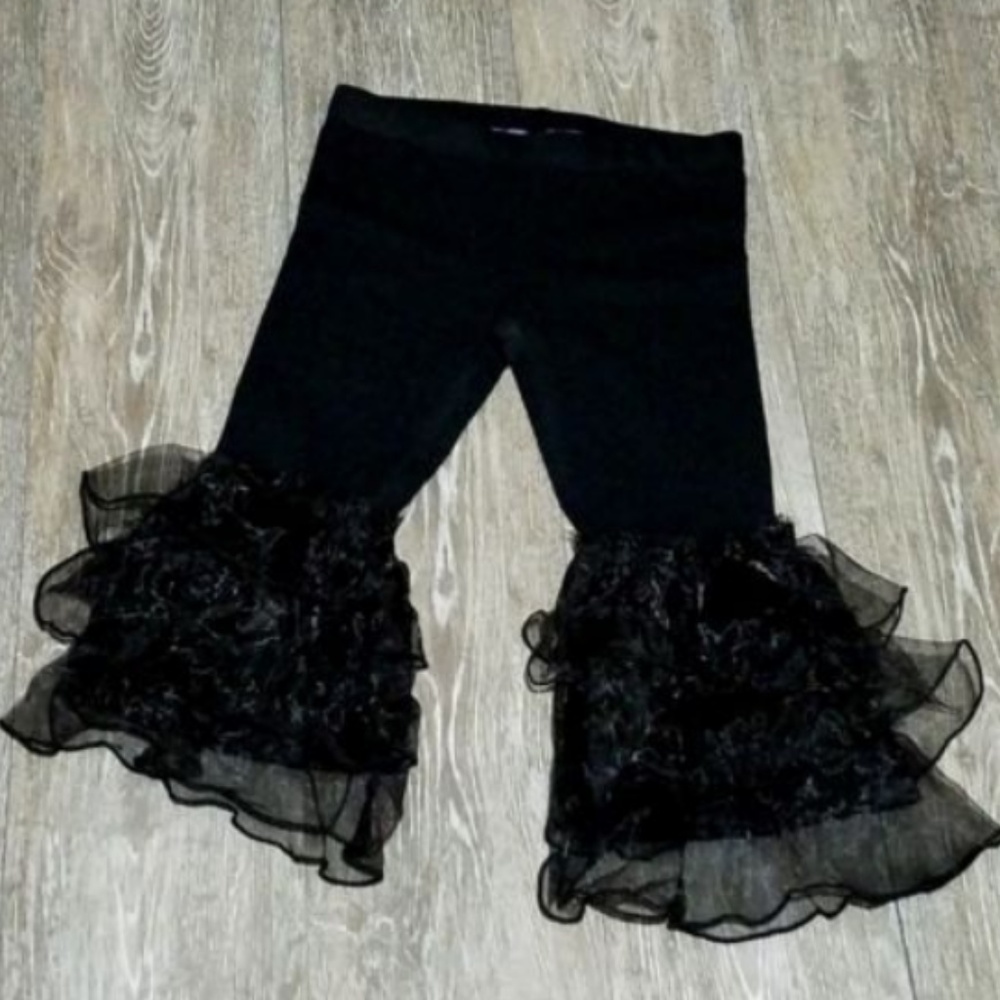Black Sheer 3Teird Youth Ruffle Legging.
